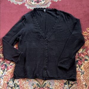 Frye Black Knit Button-Up Cardigan